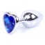 Анальная пробка с синим кристаллом Exclusivity Jewellery Silver Heart Plug, серебряная - Фото №1