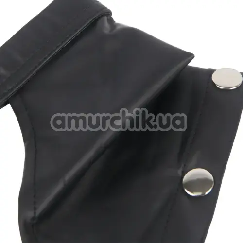 Боди-портупея мужское с фиксаторами для рук Star Night Faux Leather Harness Bodysuit, черное