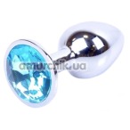 Анальная пробка с голубым кристаллом Exclusivity Jewellery Silver Plug, серебряная - Фото №1