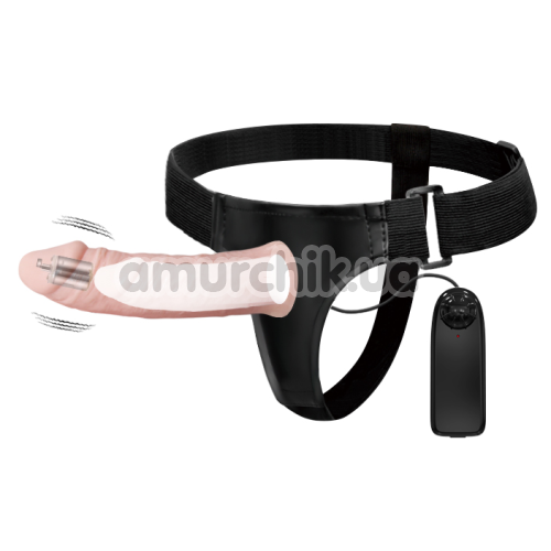 Порожнистий страпон з вібрацією Ultra Passion Harness Strap On With Multi Function Vibrator, тілесний