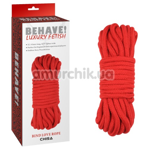 Верёвка Behave Luxury Fetish Bind Love Rope, красная