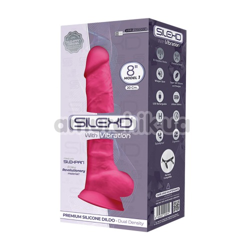 Вібратор Silexd Premium Silicone Dildo Model 1 Size 8, рожевий