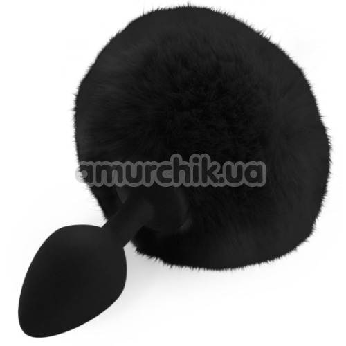 Анальная пробка с черным хвостиком Art Of Sex Silicone Butt Plug Rabbit Tail M, черная - Фото №1