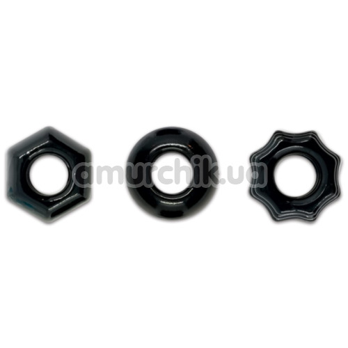 Набір з 3 ерекційних кілець Renegade Chubbies Super Stretchable Rings, чорний - Фото №1