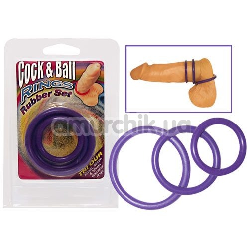 Набір ерекційних кілець Cock & Ball Rings Rubber Set, 3 шт фіолетовий