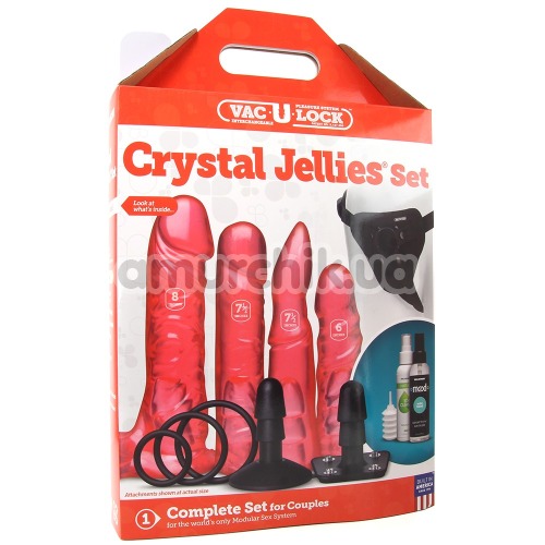 Набір страпонів Vac - U - Lock Crystal Jellies Set, червоний