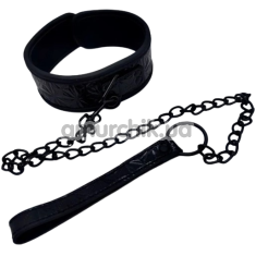 Нашийник з повідцем DS Fetish Collar With Black Iron Leash, чорний - Фото №1