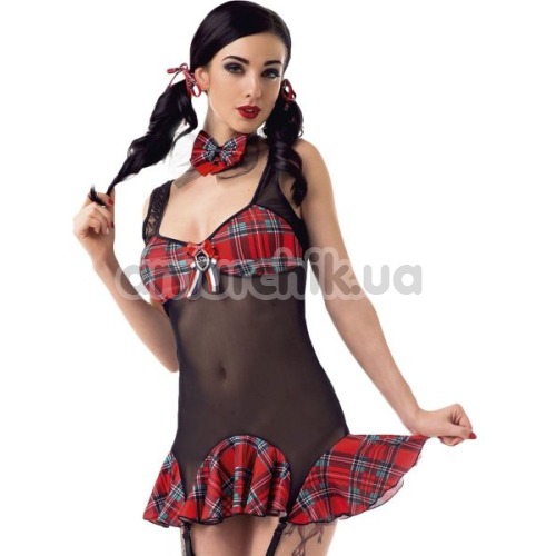 Костюм школярки LeFrivole Schoolgirl Costume (02916), чорно-червоний