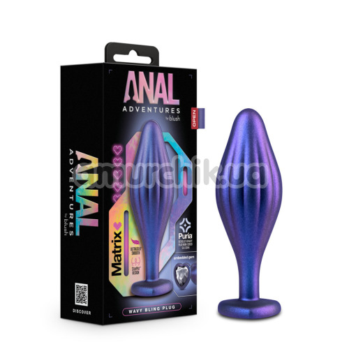 Анальная пробка Anal Adventures Matrix Wavy Bling Plug, фиолетовая