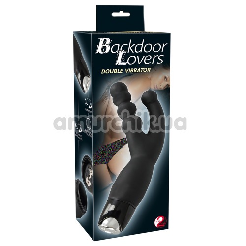 Анально-вагинальный вибратор Backdoor Lovers Double Vibrator с шариками, черный