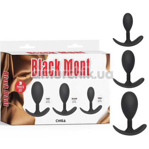 Набор из 3 анальных пробок Black Mont Anal Trainer Kit 3 Pieces Set, черный