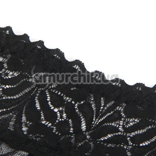 Комплект Star Night Lace Flower Set, чорний: пояс для панчіх + трусики
