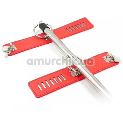 Фиксаторы для рук и ног DS Fetish Metal Hand And Ankle Spreader Bar, красные