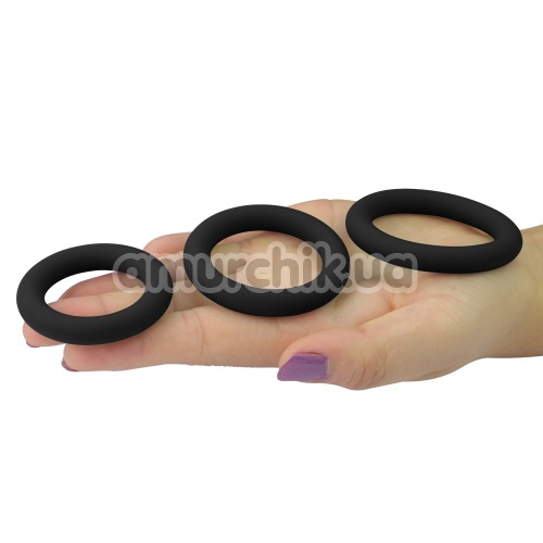 Набір ерекційних кілець Power Plus Cock Ring Series, чорний