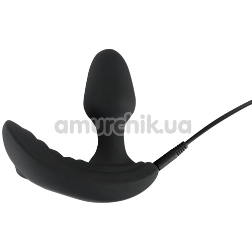 Анальная пробка с вибрацией и увеличивающейся головкой Inflatable + Remote Controlled Butt Plug, черная
