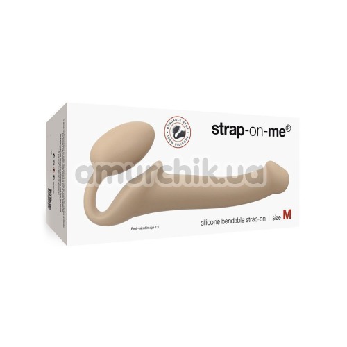 Безременевий страпон Strap-On-Me Silicone Bendable Strap-On M, тілесний