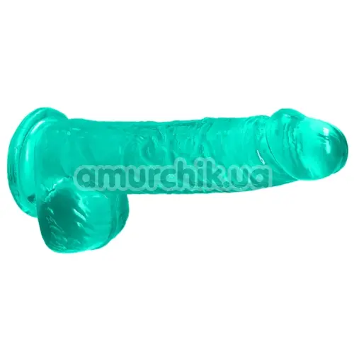 Фалоімітатор Realrock Crystal Clear Dildo Realistic 6, бірюзовий