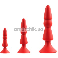 Набір із 3 анальних пробок Menzstuff 3-Piece Anal Cone Set, червоний - Фото №1