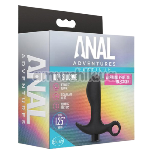 Вібростимулятор простати Anal Adventures Platinum Vibrating Prostate Massager 1, чорний