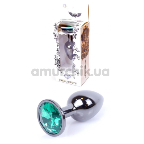 Анальная пробка с зеленым кристаллом Exclusivity Jewellery Dark Silver Plug, серебряная