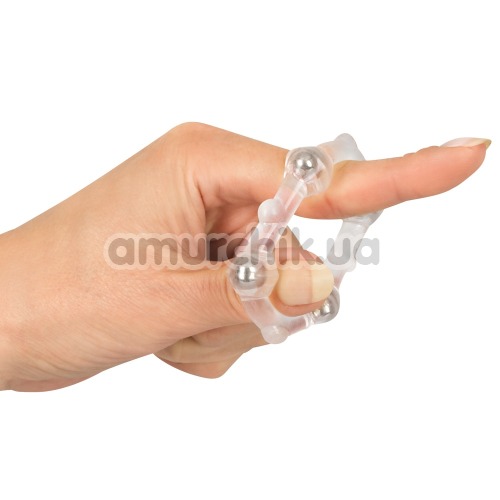Эрекционное кольцо Stud Ring With Beads, прозрачное