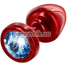 Анальная пробка с голубым кристаллом SWAROVSKI Anni, красная - Фото №1
