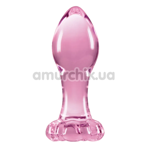 Анальна пробка Crystal Glass Flower, рожева - Фото №1