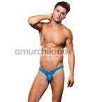 Трусы-стринги мужские Microfiber Lace-Up Low-Rise Thong, голубые - Фото №1