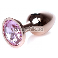Анальная пробка со светло-розовым кристаллом Exclusivity Jewellery Red Gold Plug, золотая - Фото №1
