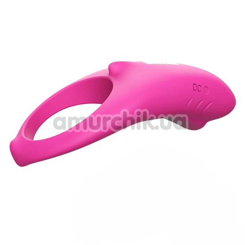 Ерекційне кільце з вібрацією Boss Series Vibro Shark, рожеве - Фото №1