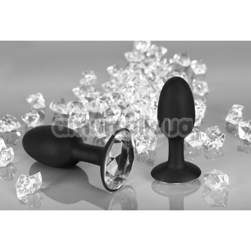 Анальная пробка с прозрачным кристаллом Diamond Silicon Plug, 11 см черная