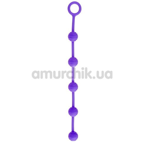 Анальная цепочка Delight Throb ребристая, 25 см фиолетовая - Фото №1