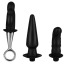 Набор из 3 анальных игрушек Menzstuff Silicone Butt Plug With Plated Rigid Handle, черный - Фото №4