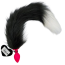 Анальна пробка з чорно-білим хвостом лисиці DS Fetish Anal Plug Silicone Faux Fur Fox Tail S, рожева