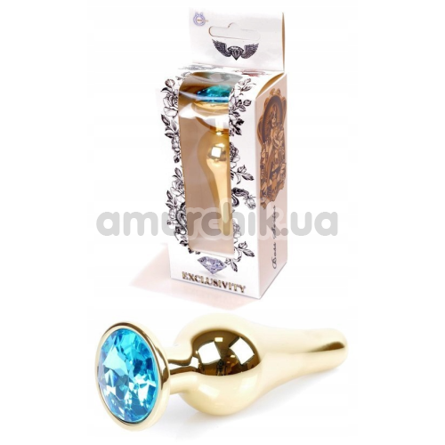 Анальная пробка с голубым кристаллом Boss Series Exclusivity Jewellery Gold Plug, золотая