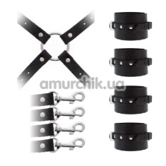 Фіксатори для рук і ніг Guilty Pleasure Leather Hog Tie Cuff Set, чорні - Фото №1