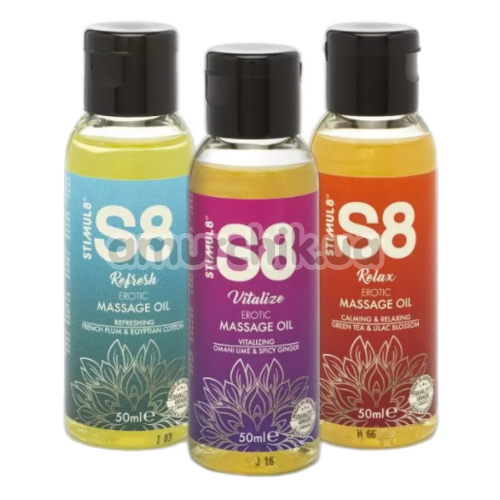 Набір з 3 масажних олій Stimul8 S8 Massage Oil - Фото №1