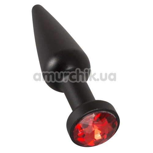 Анальная пробка с красным кристаллом Butt Jewellery Aluminium, черная - Фото №1
