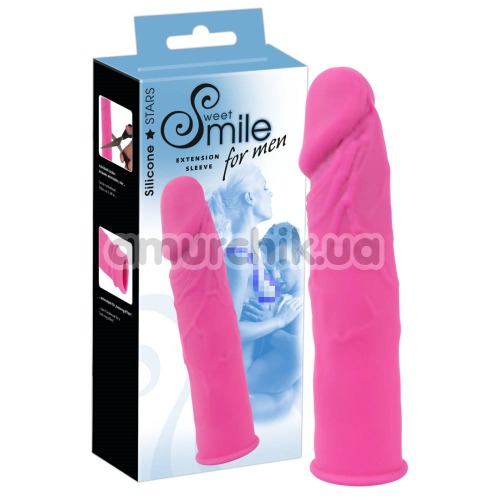 Насадка - подовжувач пеніса Smile Extension Sleeve For Man, рожева