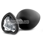Анальная пробка с прозрачным кристаллом Temptasia Bling Plug Medium, черная - Фото №1