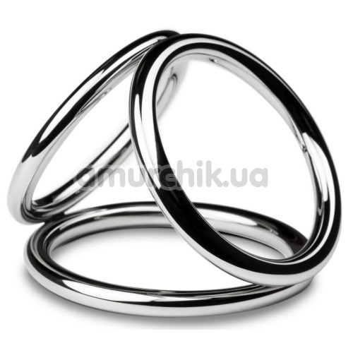 Эрекционное кольцо Unbendable Triad Chamber Metal Cock And Ball Ring L, серебряное - Фото №1