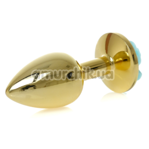Анальная пробка с бирюзовой розочкой Exclusivity Jewellery Gold Rose Plug, золотая