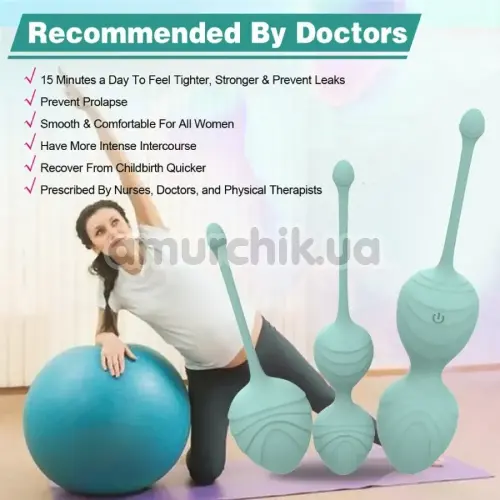 Набор вагинальных шариков с вибрацией Odeco Every Night Toys Hailey, бирюзовый