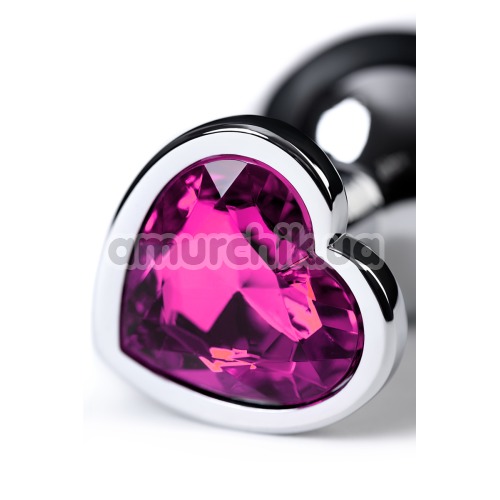 Анальная пробка с розовым кристаллом Toyfa Metal Heart 717013-5, серебряная