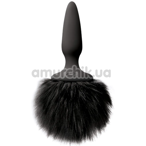 Анальная пробка с черным хвостом Bunny Tails, черная - Фото №1