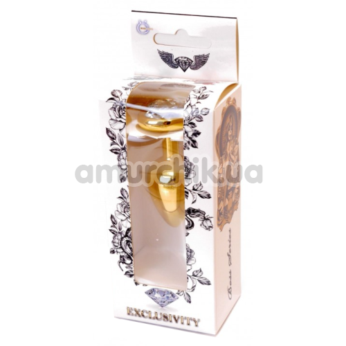 Анальная пробка с прозрачным кристаллом Exclusivity Jewellery Gold Heart Plug, золотая