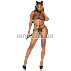 Костюм кішечки Leg Avenue Sex Kitten Bedroom Costume Set, чорний: боді з чкером + вушка - Фото №1