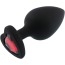 Анальная пробка с красным кристаллом Silicone Jewelled Butt Plug Heart Large, черная - Фото №4