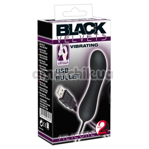 Клиторальный вибратор Black Velvets USB Bullet, черный