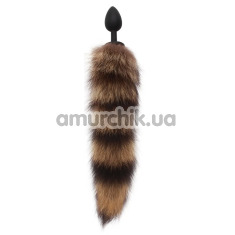 Анальна пробка з чорно-коричневим хвостиком Hi-Basic Foxy Anal Tail Plug, чорна - Фото №1